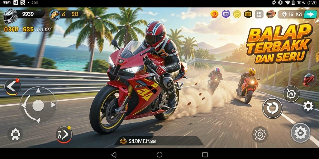 Screenshot gameplay 9939 menampilkan aksi balap motor yang mendebarkan.