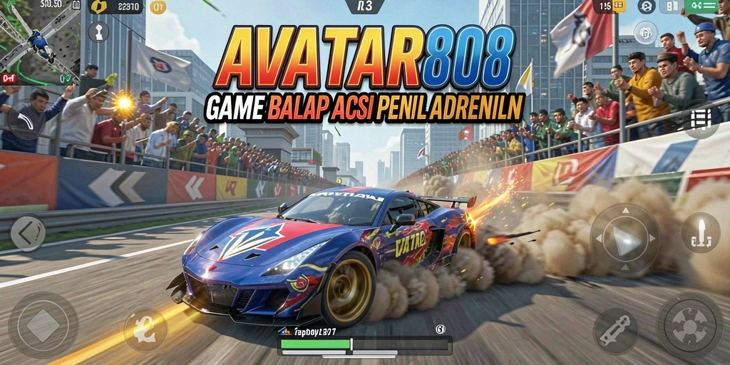 Tangkapan layar gameplay <strong>AVATAR808</strong> menunjukkan balapan mendebarkan di lintasan yang menantang.