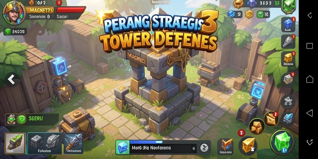 Tampilan gameplay MAGNET33 yang penuh aksi dalam Tower Defense.