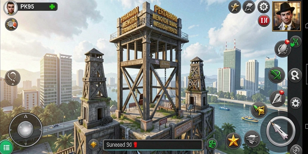 Tampilan screenshot menampilkan aksi seru dalam pertahanan menara!