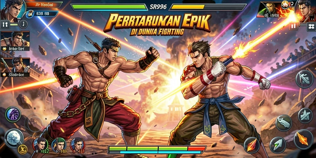 Gameplay SR996 menampilkan pertarungan seru dengan karakter unik.