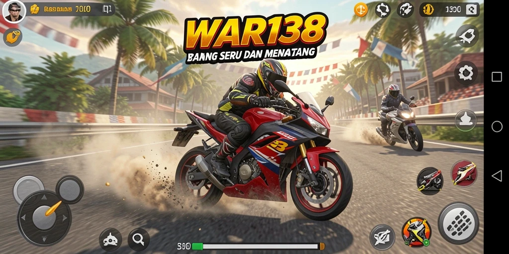 Tampilan gameplay balapan motor yang mendebarkan dan penuh aksi.